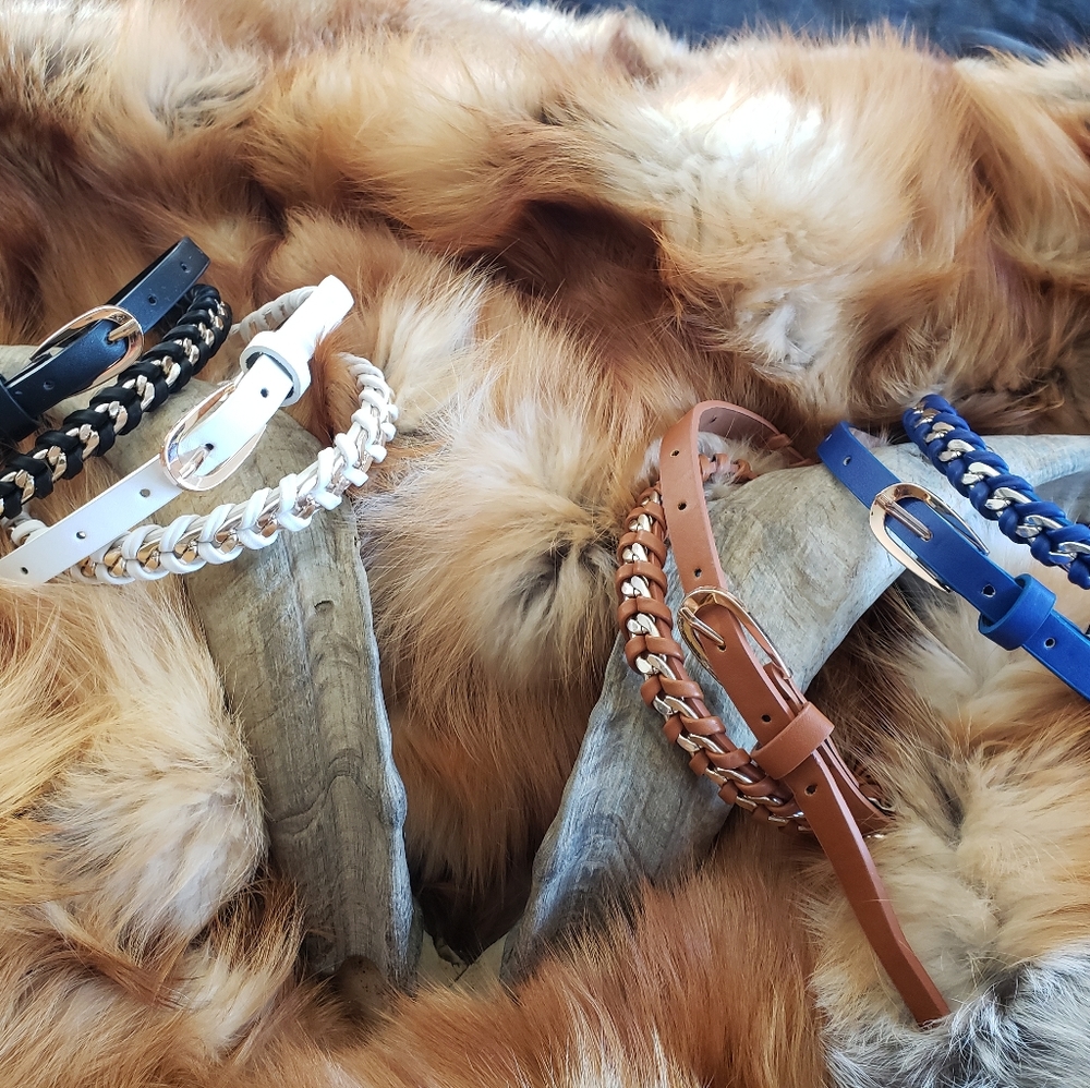 NWOT - Braided Faux Leather & Silver tone Chain